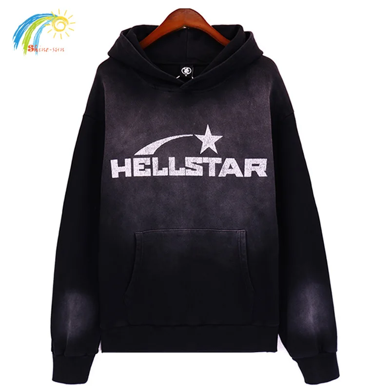 

High Quality Vintage Washed Black Hellstar Hoodie Hooded Men Women Cotton Oversized Pullovers Streetwear Fashion Sweatshirts