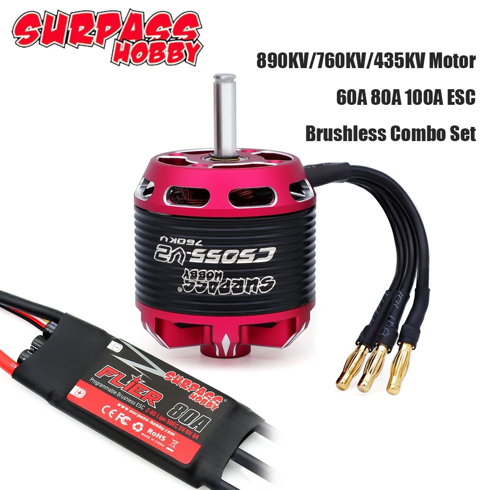 

Двигатель SURPASS HOBBY C50 Series V2 890KV 760KV 435KV, бесщеточный мотор с внешним ротором 60A 80A 100A ESC, комбинированный набор для радиоуправляемого самолета с неподвижным крылом