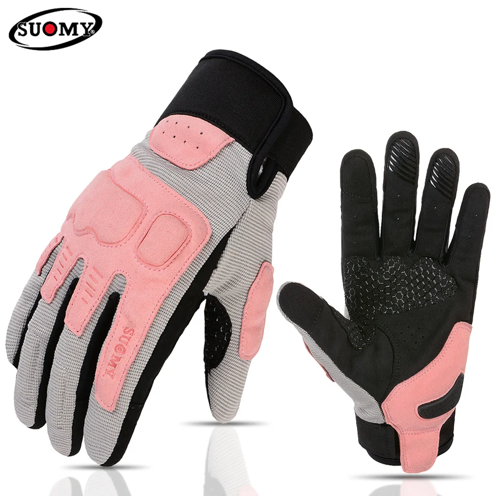 Suomy 2023 New Motorcycle Gloves Lady Pink Guantes Moto Motocross Racing Gloves Motorbike Bicycle Cycling Glove For Men Women XS