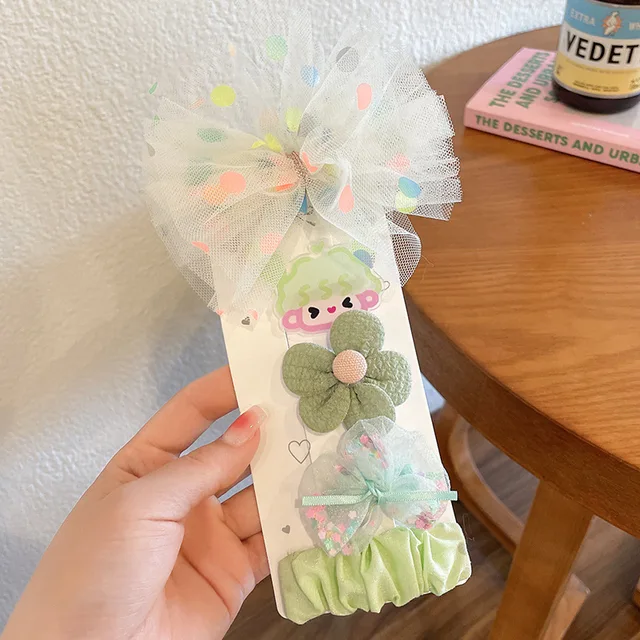 Coffee Warm Color Cute Cartoon Princess Hairpins Children Girls Kid Hair Clips Barrettes Accessories Hairclip Headwear Headdress green