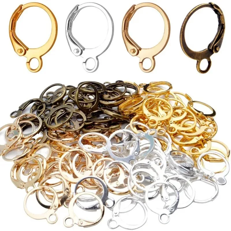 Earring Hooks Hypoallergenic Brass Lever Back Round Hook Ear Wire with Open Loop for Design Jewelry Making 20-50