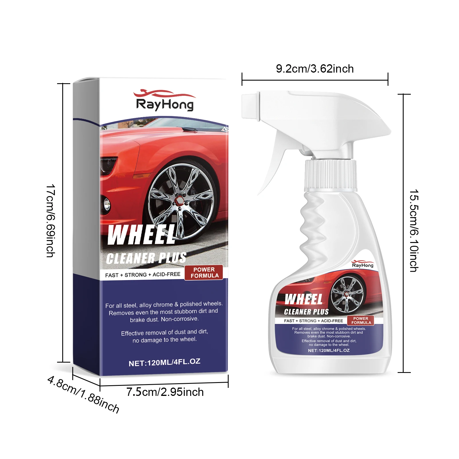 Car Wheel Cleaner For Rim Stain Removal Rust & Yellowing Repair Heavy-Duty Alloy Wheel Tire Hub Cleaner Degreaser 120ml