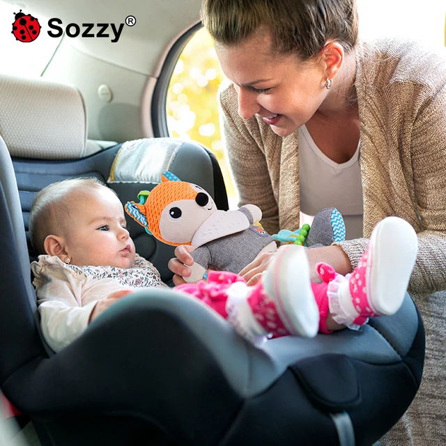 New Born Stuffed Toys Appease Fox Baby Toys Stuff Doll Hanging Rattle Plush Teething for Kids Car Seat Stroller Bedside Bell 2