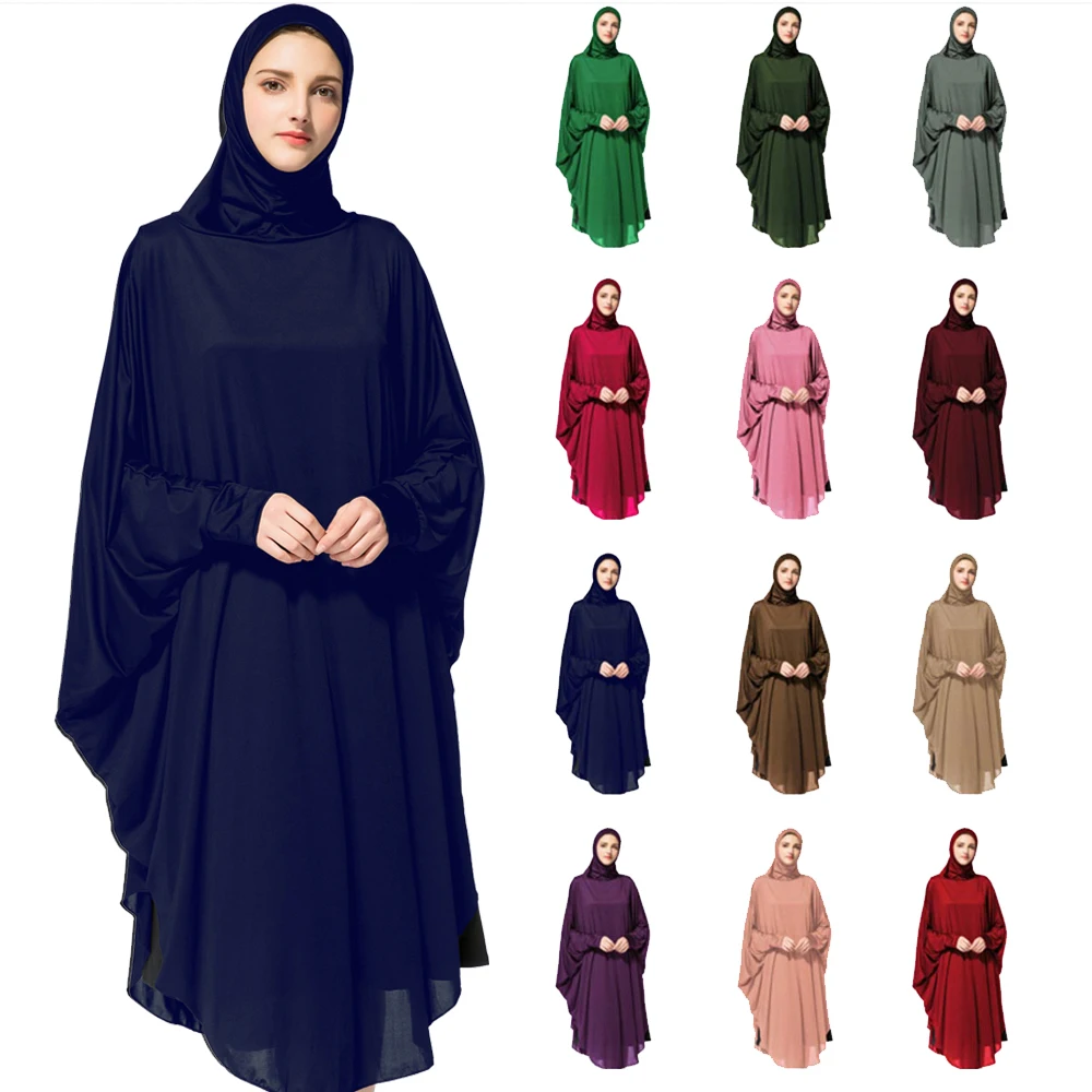 

Eid Hooded Women Prayer Garment Dress Muslim Overhead Long Hijab Abaya Khimar Arab Islam Clothing Full Cover Burqa Nikab Gowns