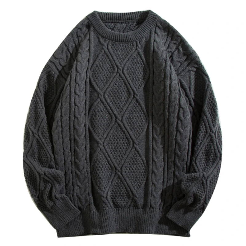 

Autumn Mens Knitted Jumper Sweaters Hip Hop Vintage Twists Knitwear Streetwear Harajuku Fashion Casual Pullovers Knit Clothing