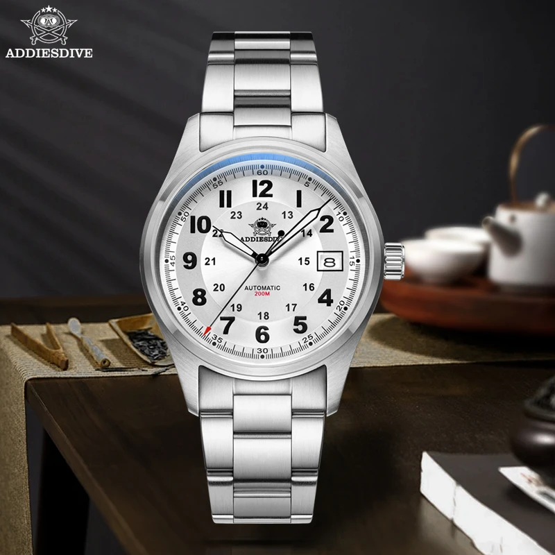 ADDIESDIVE Steel Dive Sapphire Automatic Mechanical Watch 200M Diving Mechanical Wristwatch Super Luminous AD2048 Men's Watches