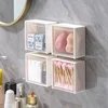 Plastic Wall Mounted Storage Boxes Dustproof Bathroom Organizer for Cotton Swabs Makeup Adhesive Small Jewelry Holder Box 3