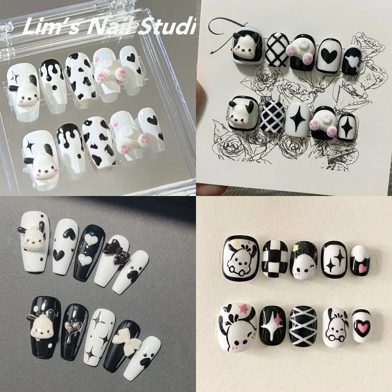 

Sanrios Pochacco Hello Kitty Cartoon Dolls Handmade Nail Patch Kawaii Anime Three-Dimensional Nail Patch Girls Toys Gift