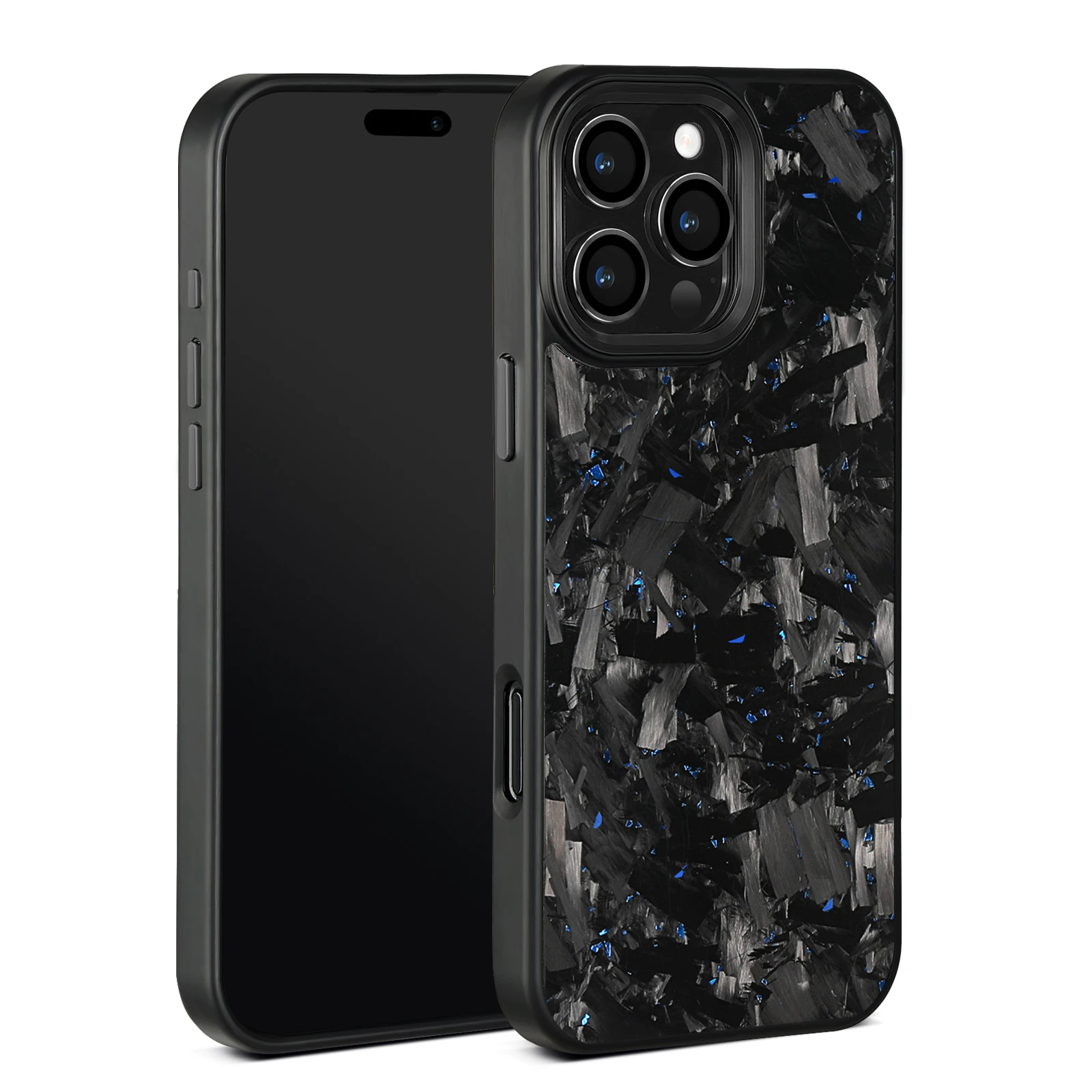 Magnetic Forged Carbon Fiber Phone Case with Metal Lens and Buttons for Car MagSafe Holder Charger