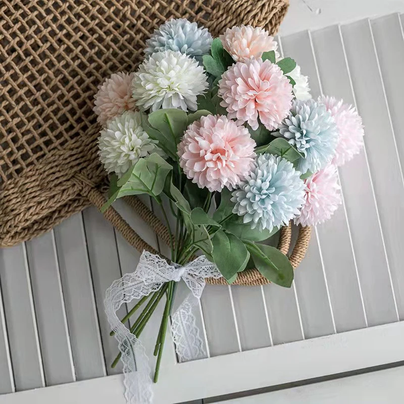 1pc 3head Artificiales Fake Flowers Hogar Y Decoracion Habitacion Chrysanthemum Fleur Artificielle Flores Decorativas Dandelion