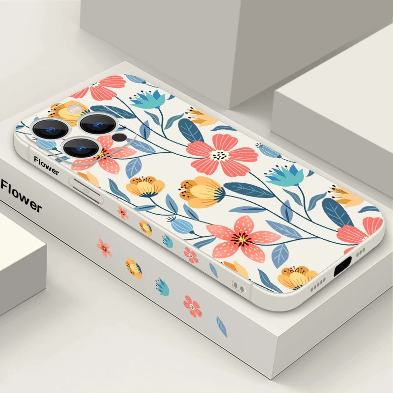 thumbnail image 1 of Funda de silicona suave con cordón y diseño de flores para iPhone 15, 16 Pro Max, 12, 13, 14, 11 Pro Max, XR, XS, X, 7, 8, a prueba de golpes, 1 of 5