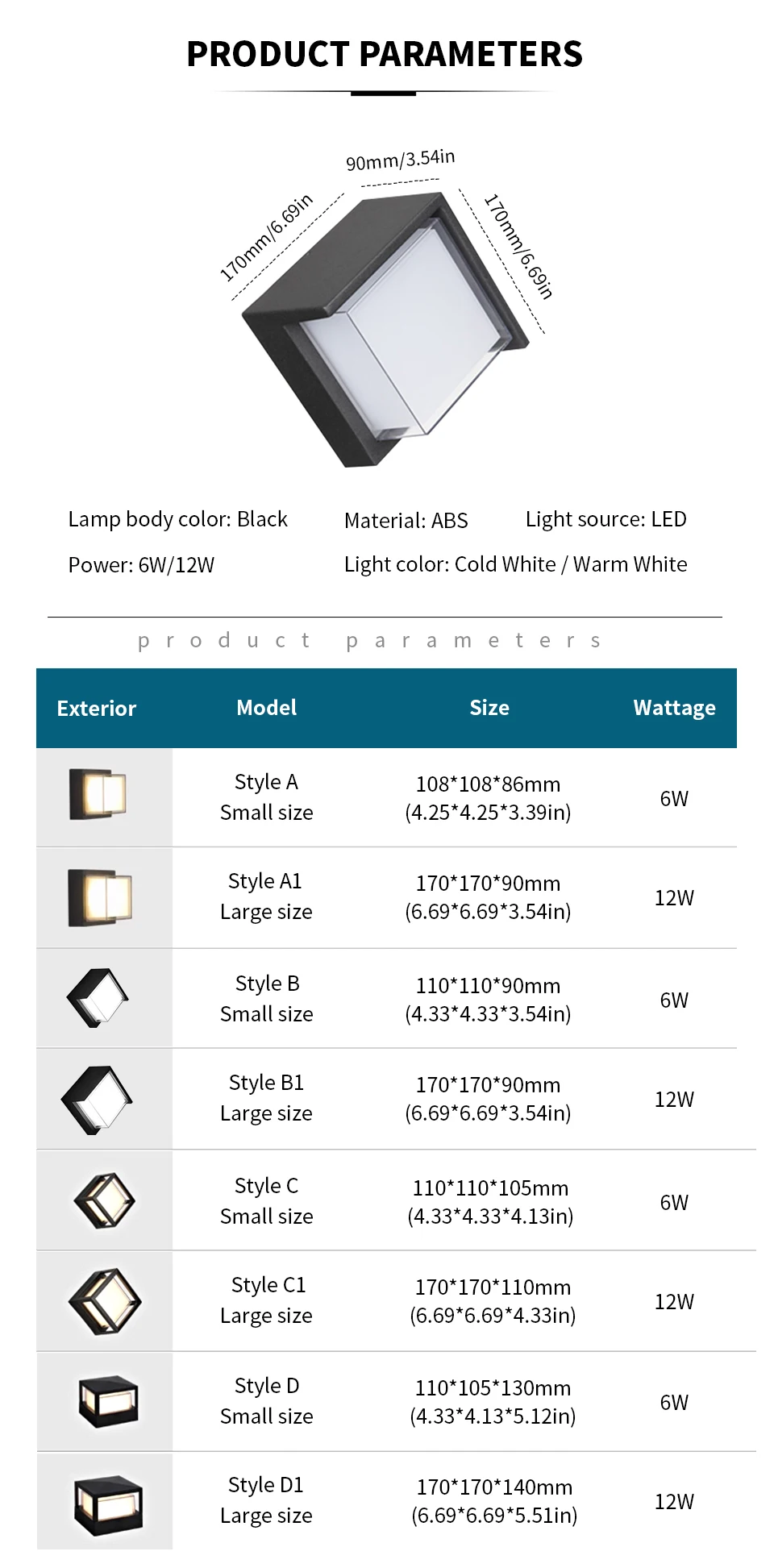 Description Picture 3 of itemLED Wall Lamp PIR Motion Sensor 6W 12W AC110V 220V Outdoor Waterproof IP66 Modern Garden LIghting Indoor Living Room decoration