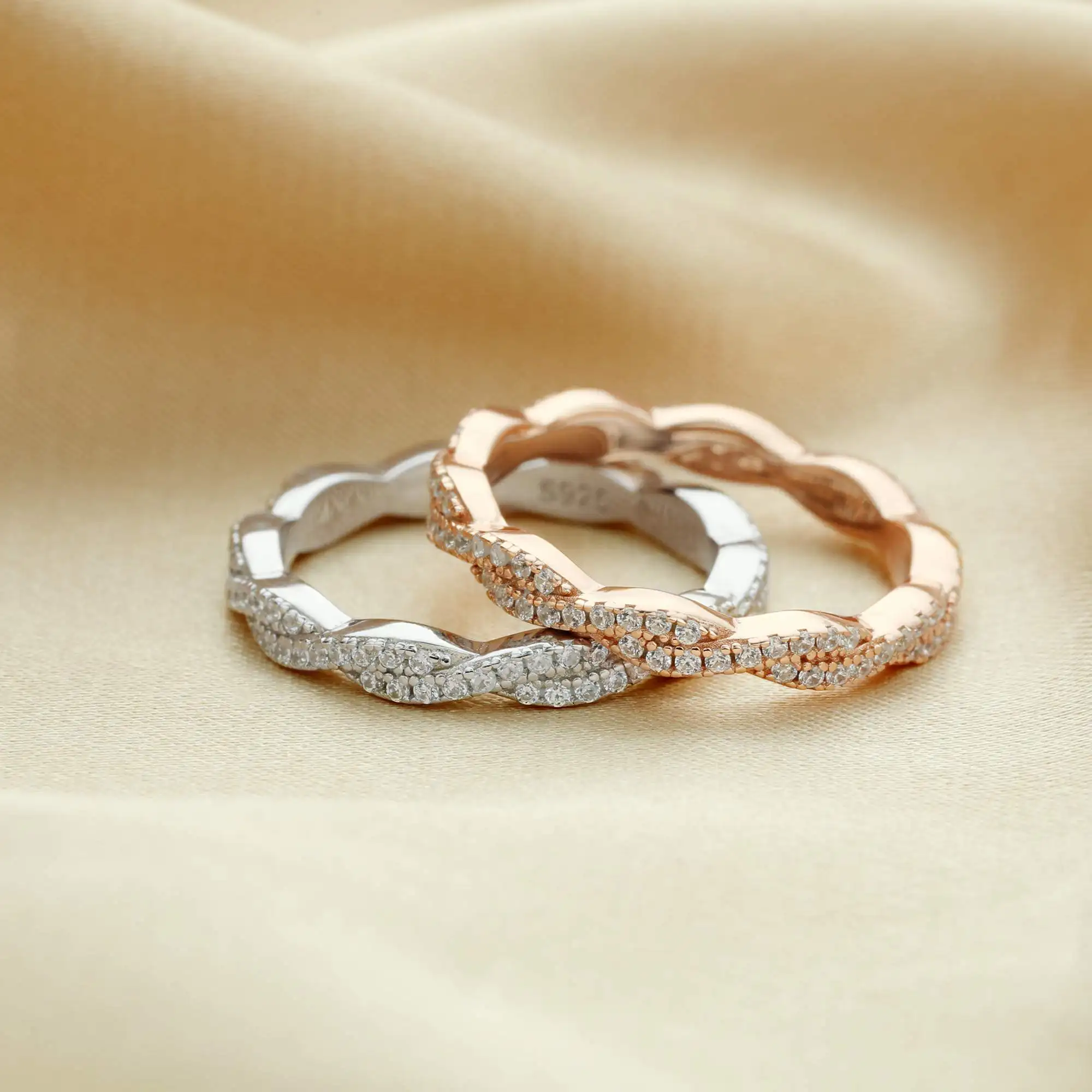 Amazon.com: 14K Rose Gold-Plated Personalized 925 Sterling Silver Ring  Simple Infinity Knot Rings Vintage Circle Ring Layering or Stackable Ring  Rose Gold Ring Size 8 : Clothing, Shoes & Jewelry