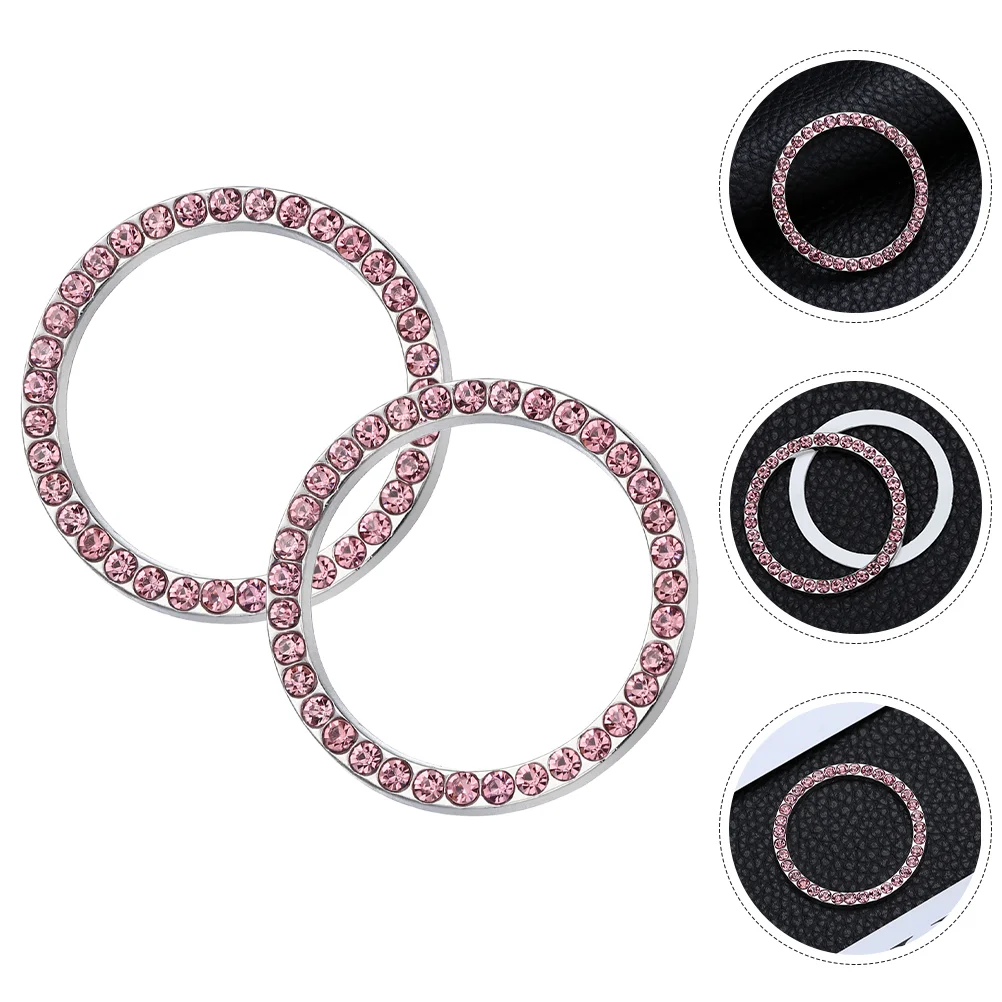 

2 Pcs One-Click Start Decoration Car Push Button Cover Decorations Interior Aesthetic Cars Engine Accessories Alloy Miss