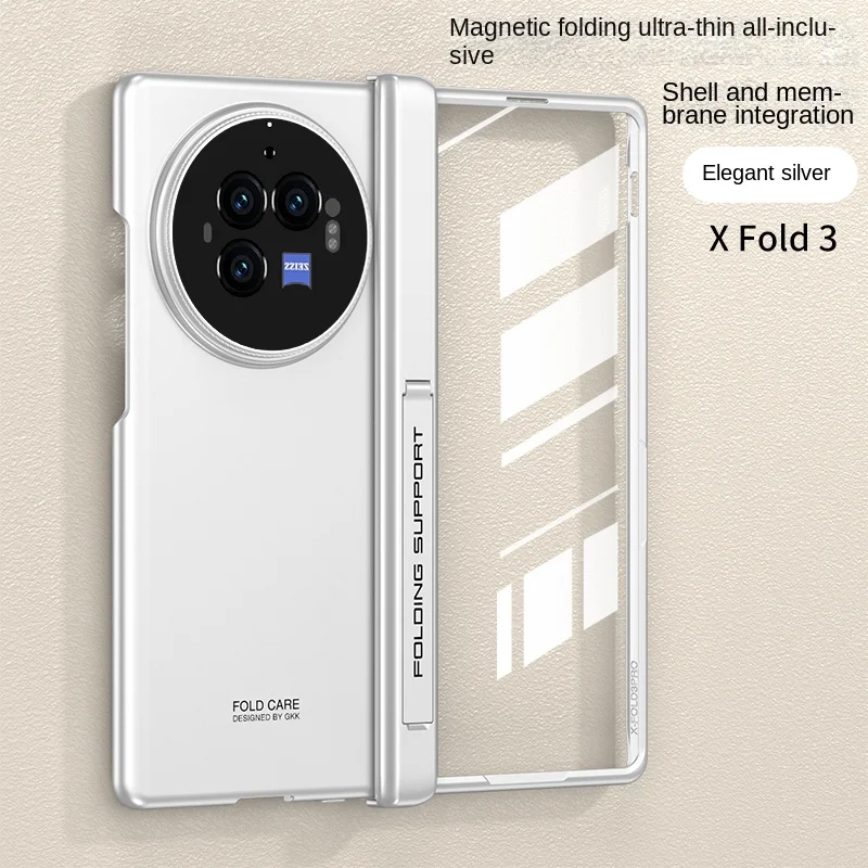 Case For VIVO X Fold 3 Luxury holder Leather 360° HD Glass Phone Case For VIVO X Fold 3 Pro Stand Shockproof Back Cover Funda