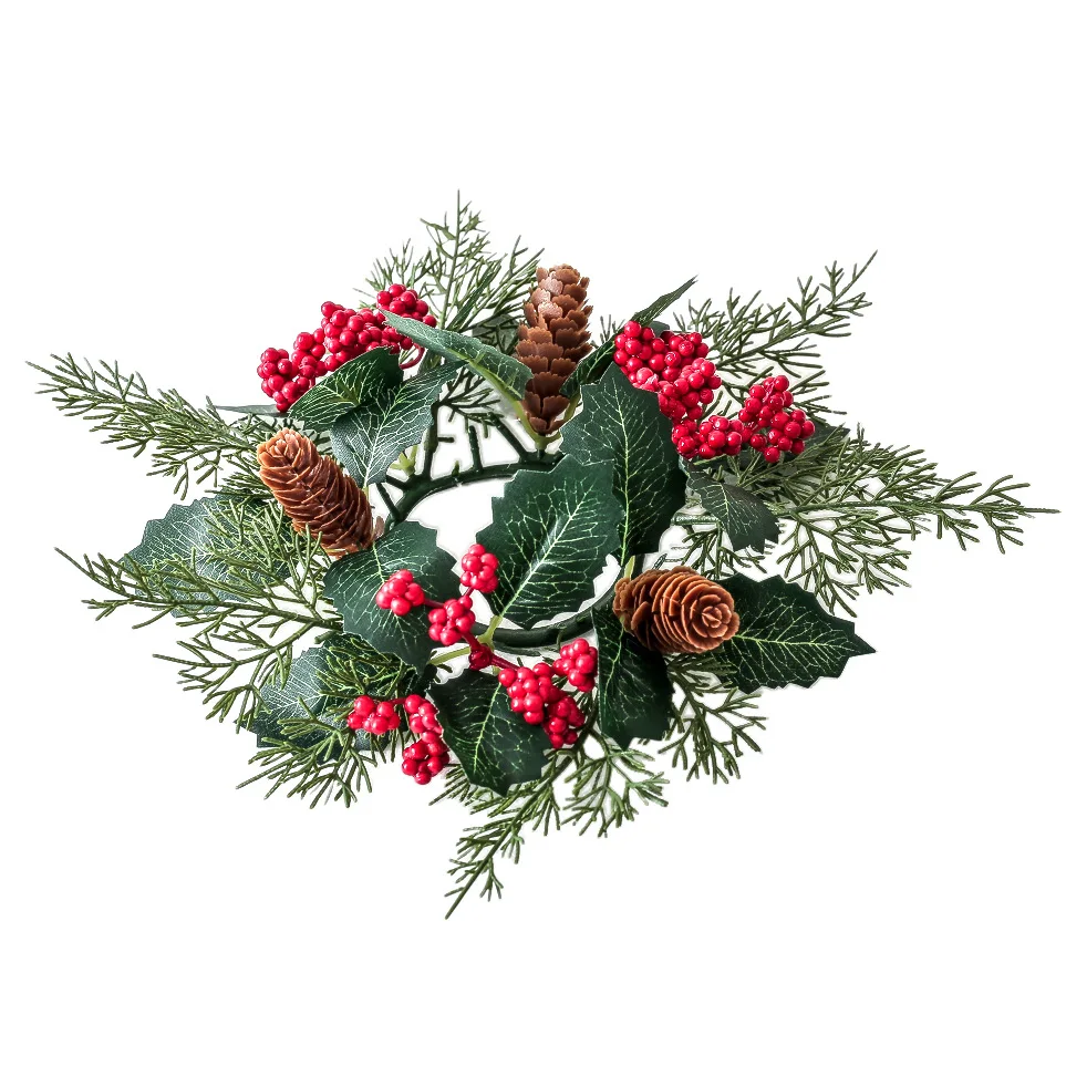 thumbnail image 1 of Christmas Decorations Candle Garland Candlestick Wreath Artificial Cherry Pinecone Candle Holder Leaf Xmas New Year Home Decor, 1 of 5