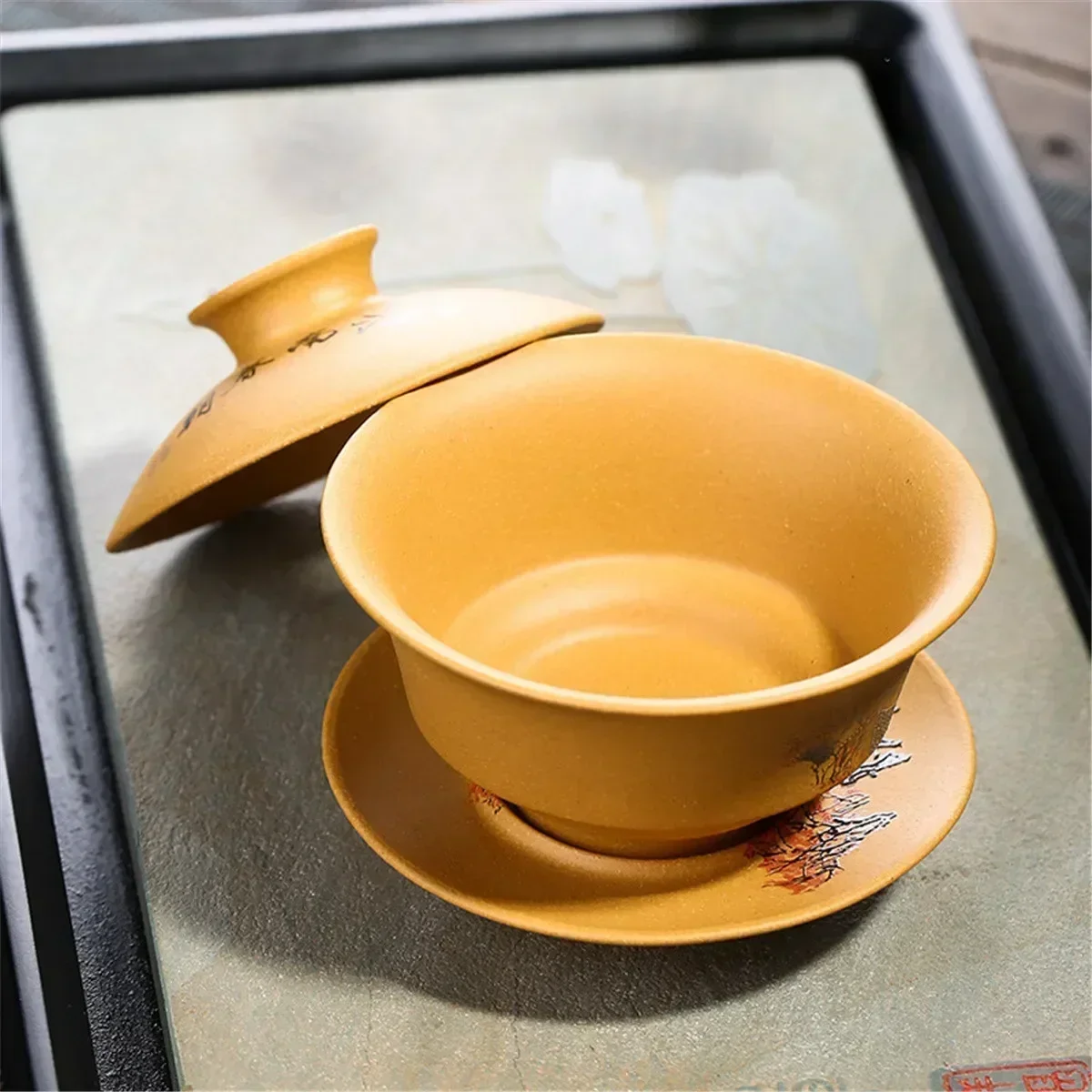 Boccaro Cup Tea Drinking Cup Kung Fu Tea Set Gaiwan Landscape