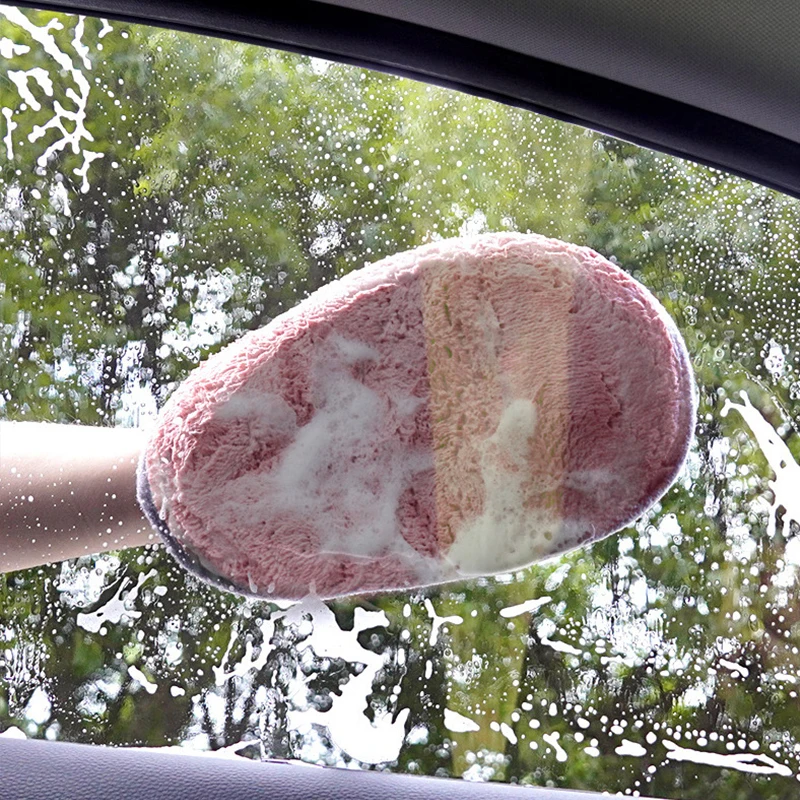 Coral Fleece Car Washing Gloves Universal High Quality Auto Tire Interior Glass Clean Gloves Car Cleaning Tools 1Pc Random Color