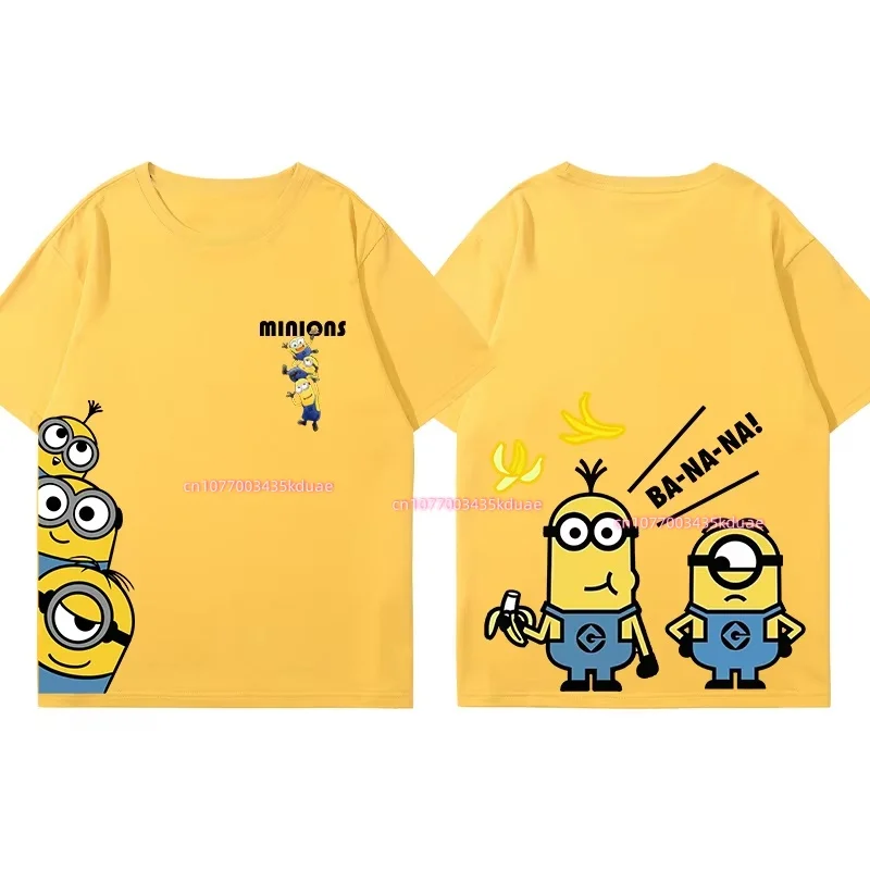 Valentine's Day Cartoon Minions Cotton T-shirt Kids Summer Funny Tees Shirt Boys Girls Cute Short Sleeve Tops Women Men Clothing 2