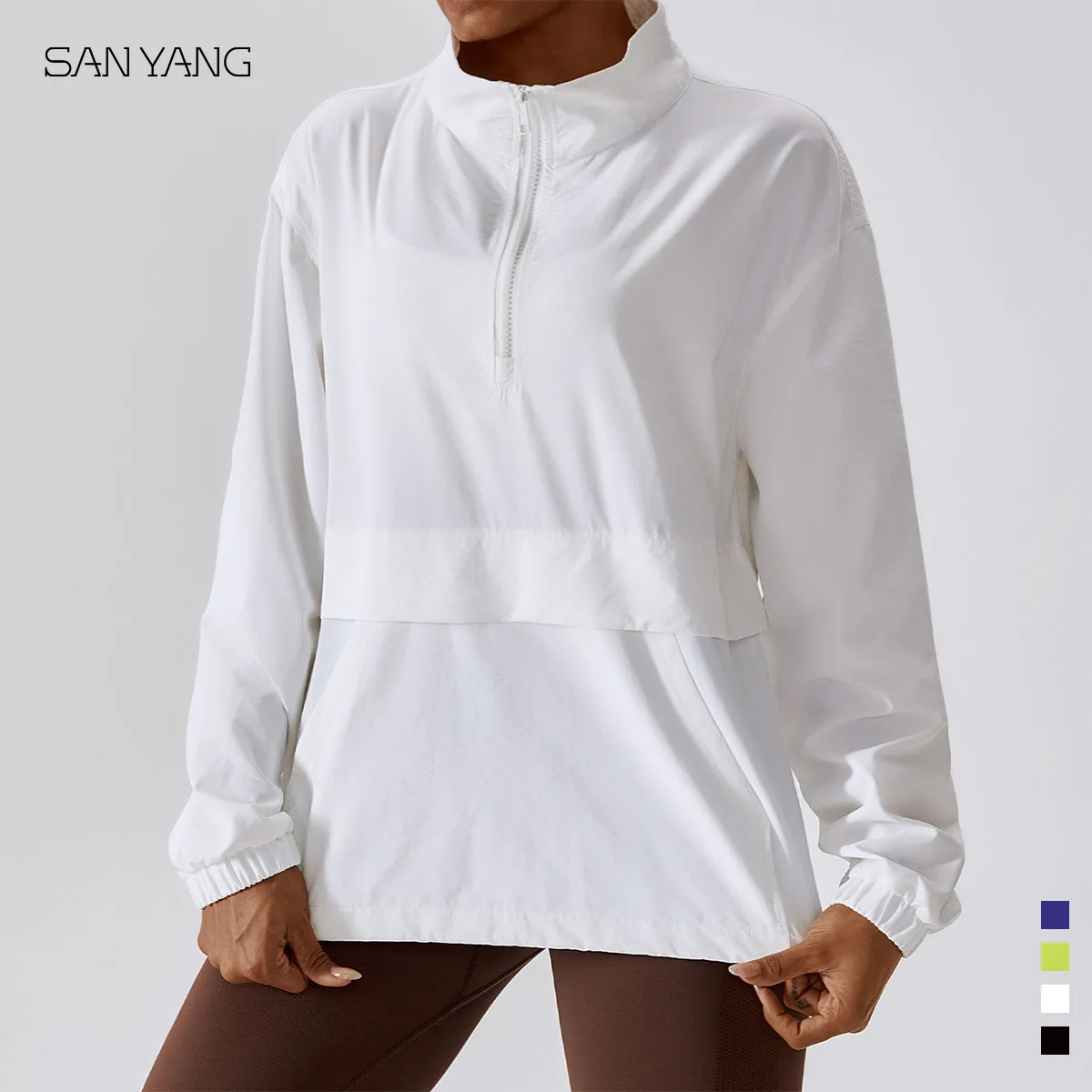 

New Women's Long-Sleeved Fitness Jacket Sun Protection Outdoor Sports Windbreaker Quick Dry Gym Fitness Hooded Tops Running Coat