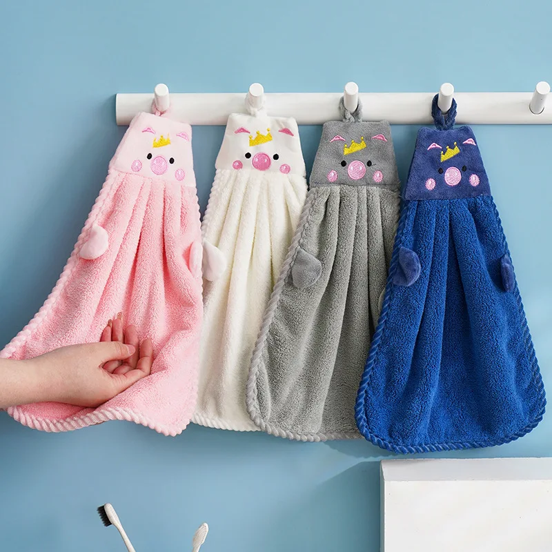 Piglet-Children-s-Hand-Towel-Coral-Velvet-Thickened-Hanging-Towel-Can ...