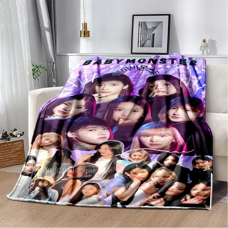 Kpop Baby Monster Throw Blanket Girl Group Sofa Bedding Soft Flannel Blanket Home Living Room Decor 2