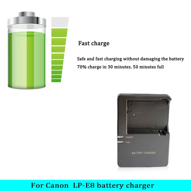 Canon Eos Rebel T3i Charger Lp-e8 Battery DVISI 1Pc LP E8 Dual USB