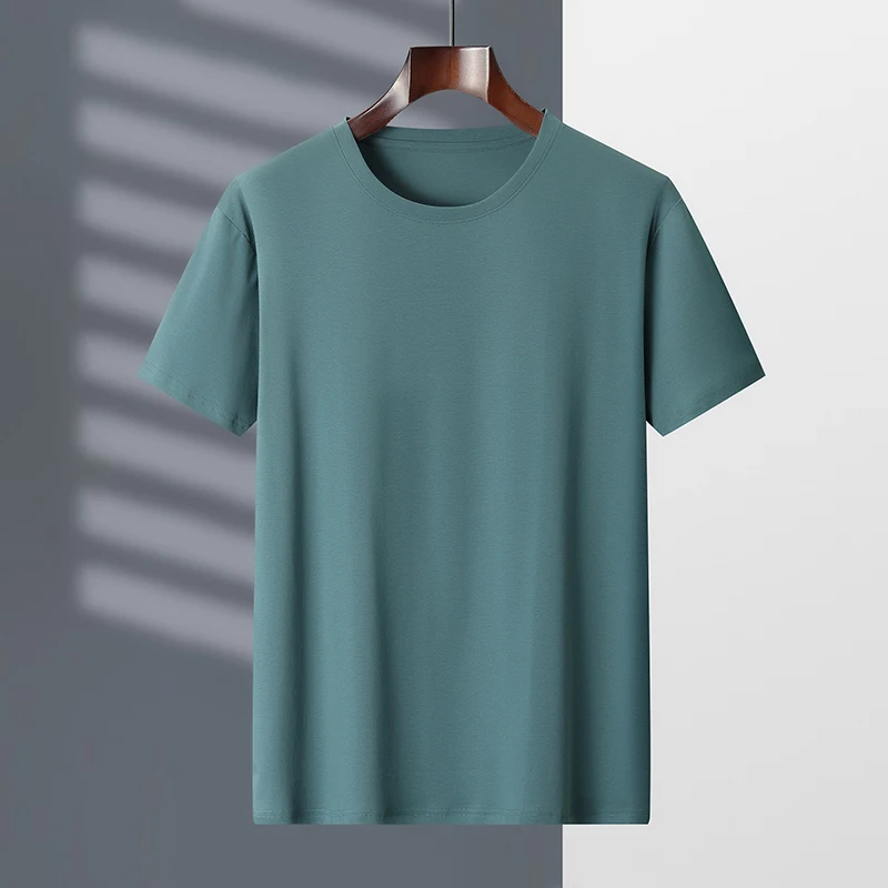 Mercerized Cotton Men T-shirts O-Neck Short Sleeve Loose Straight Tops For Minimalist