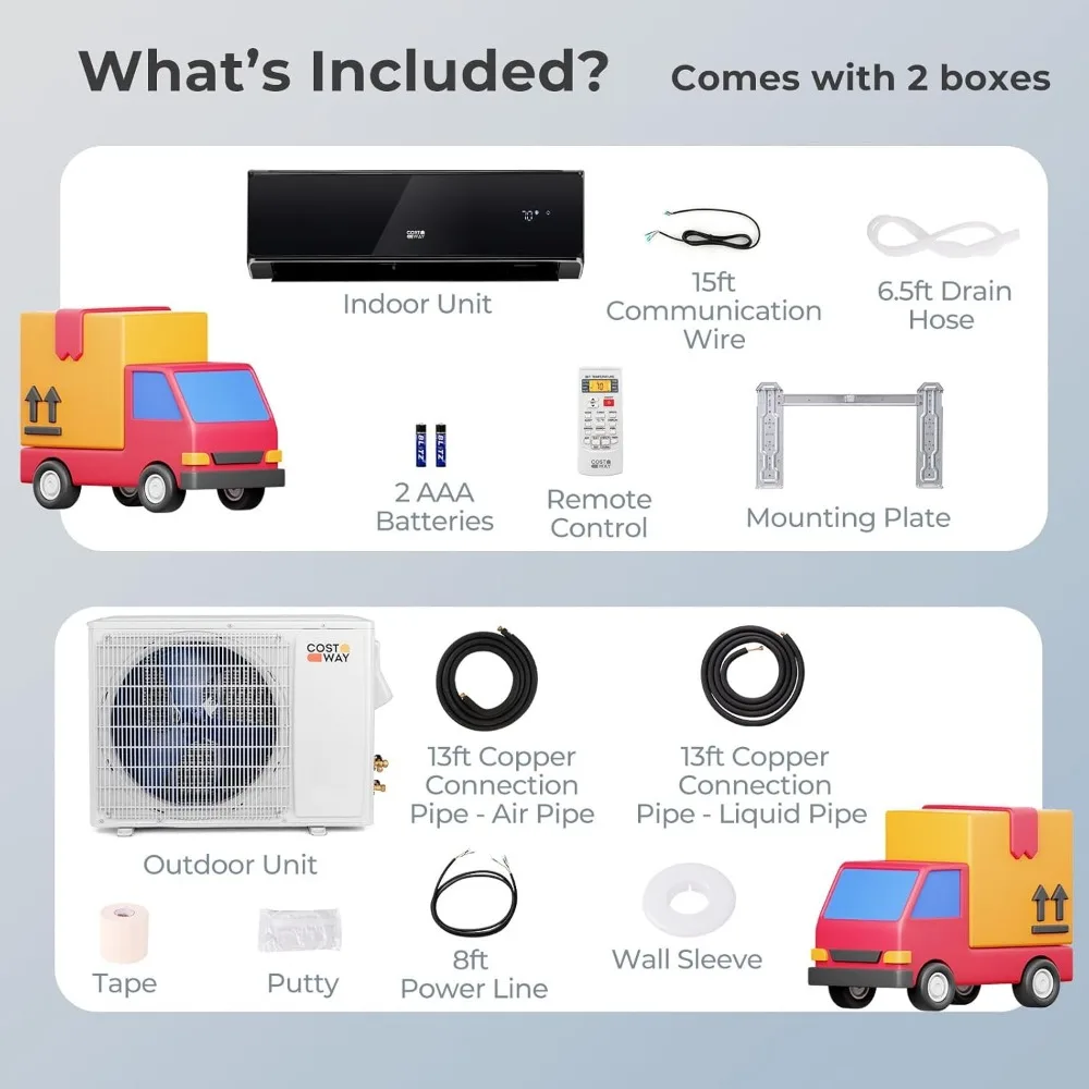 18000 BTU Wifi Enabled Mini Split Air Conditioner & Heater, 21 SEER2 208-230V Inverter AC Unit Cools up to 1250 Sq. Ft. 6