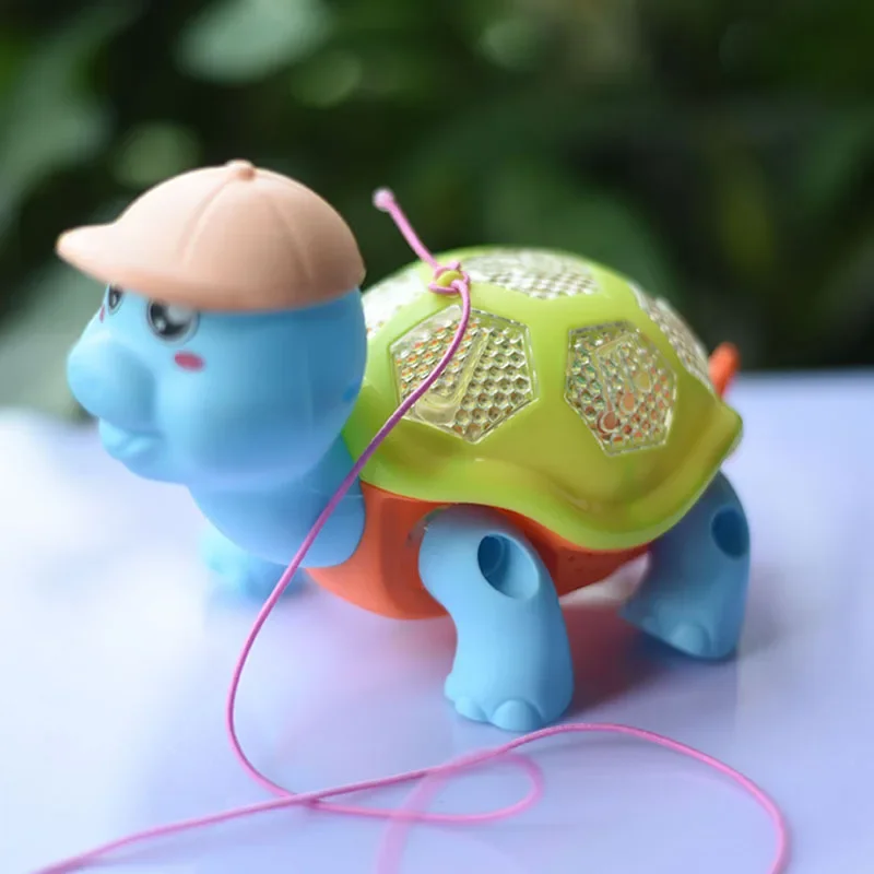 Child Electronic Pets Cartoon Cute Little Turtle Pull-wire Walking Toy With Light Music Small Animal Baby Learning Crawling Toys 5