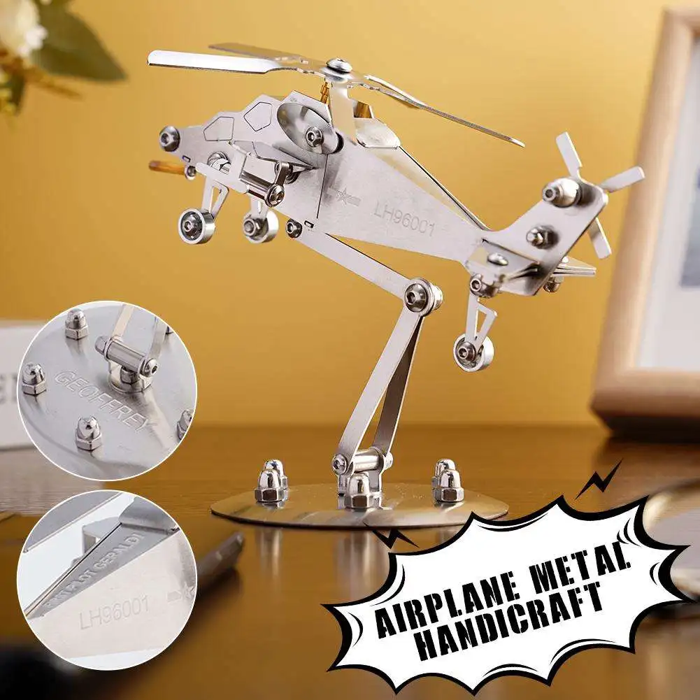 

Handmade Stainless Steel Manufacturing Metal Handicraft Samurai Exquisite Office Model Helicopter Accessories Z-10 Airplane J2P1