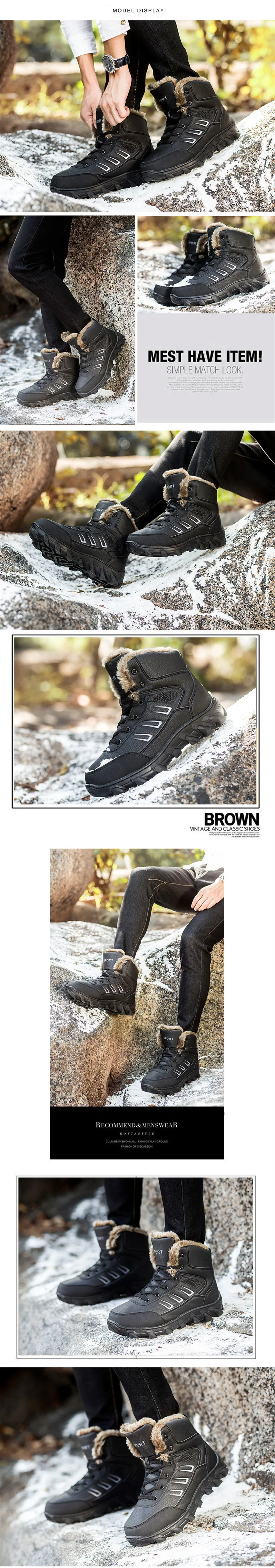 2023 New Men Boots Winter Outdoor Sneakers Mens Snow Boots Keep Warm Plush Boots Plush Ankle Snow Work Casual Shoes