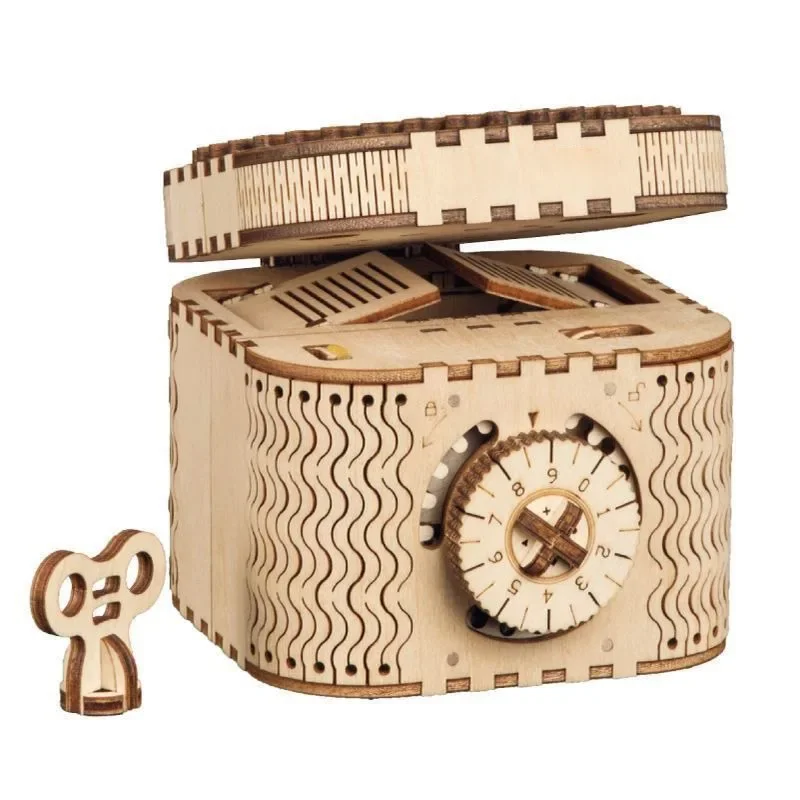 

Wooden Puzzle Password Box Model 3D Assembly Toy DIY Password Lock Craft Set Educational Creative Toy Mechanical Building Kit