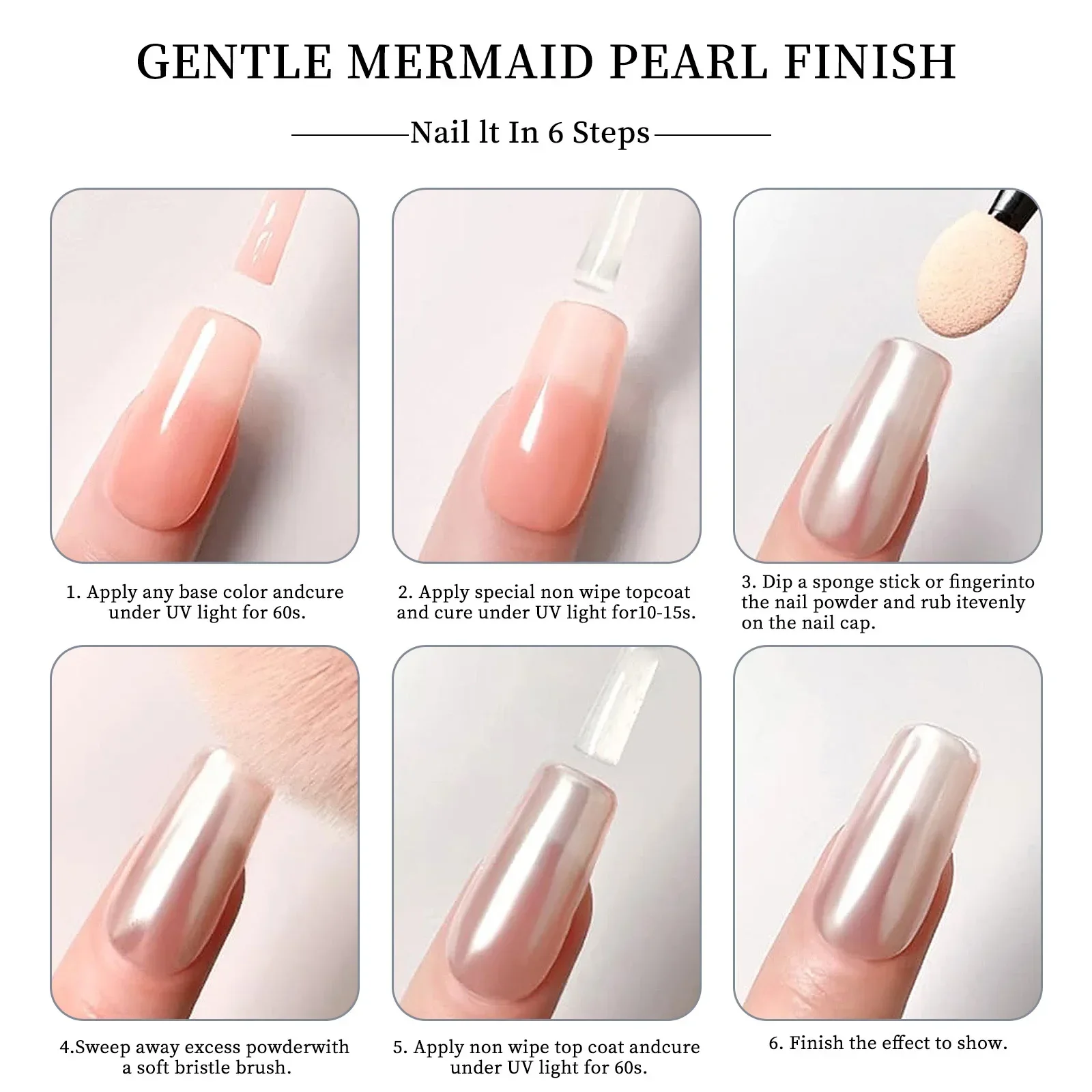 Moonlight White High Brightness Ice transparent Crystal Powder Mirror Glitter Dust Chrome Aurora Brightness Nail Powder