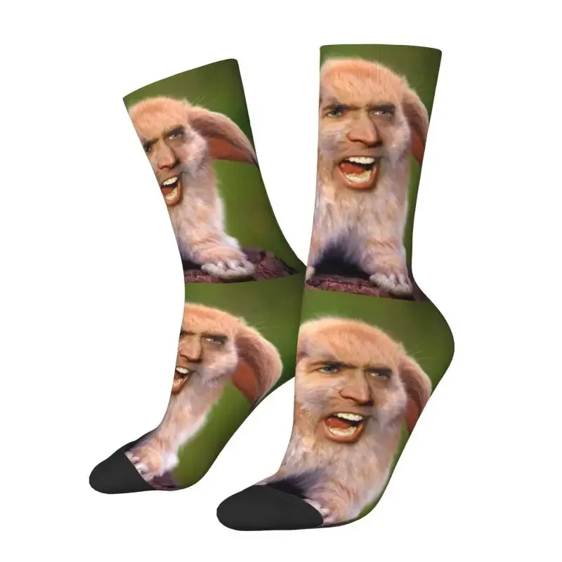 

Nicolas Cage Men's Crew Socks Unisex Novelty 3D Printing Funny Meme Dress Socks