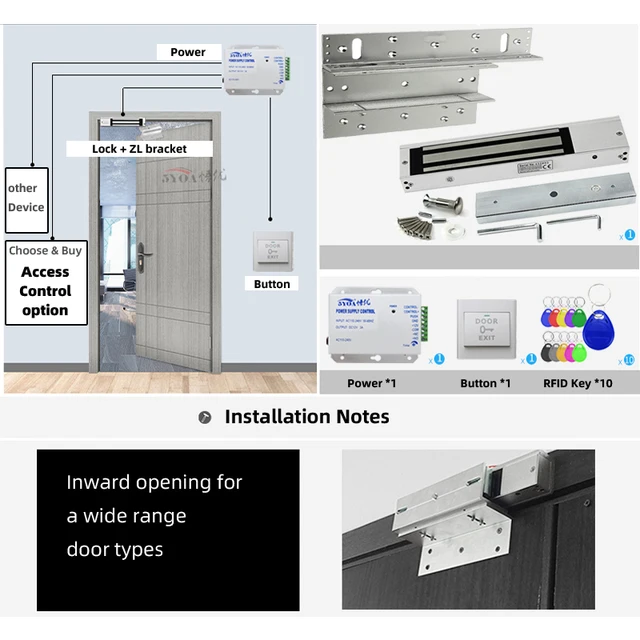 RFID Access Control System Safe Electronic Gate Opener Home Garage Digital Set Eletric Magnetic RFID Smart Door Lock Kit 6