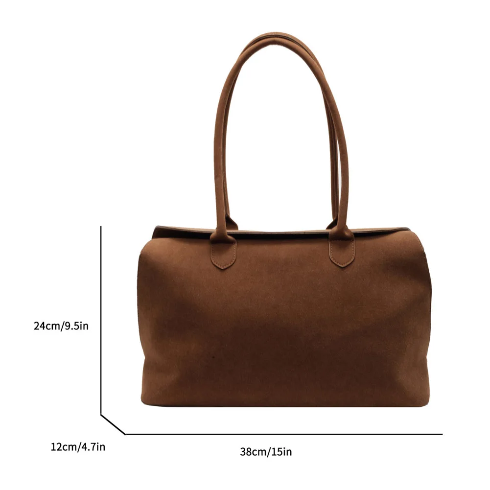 Suede Shoulder Bag - Trendy Tote for Work  Travel Unisex Design with Inner Pocket