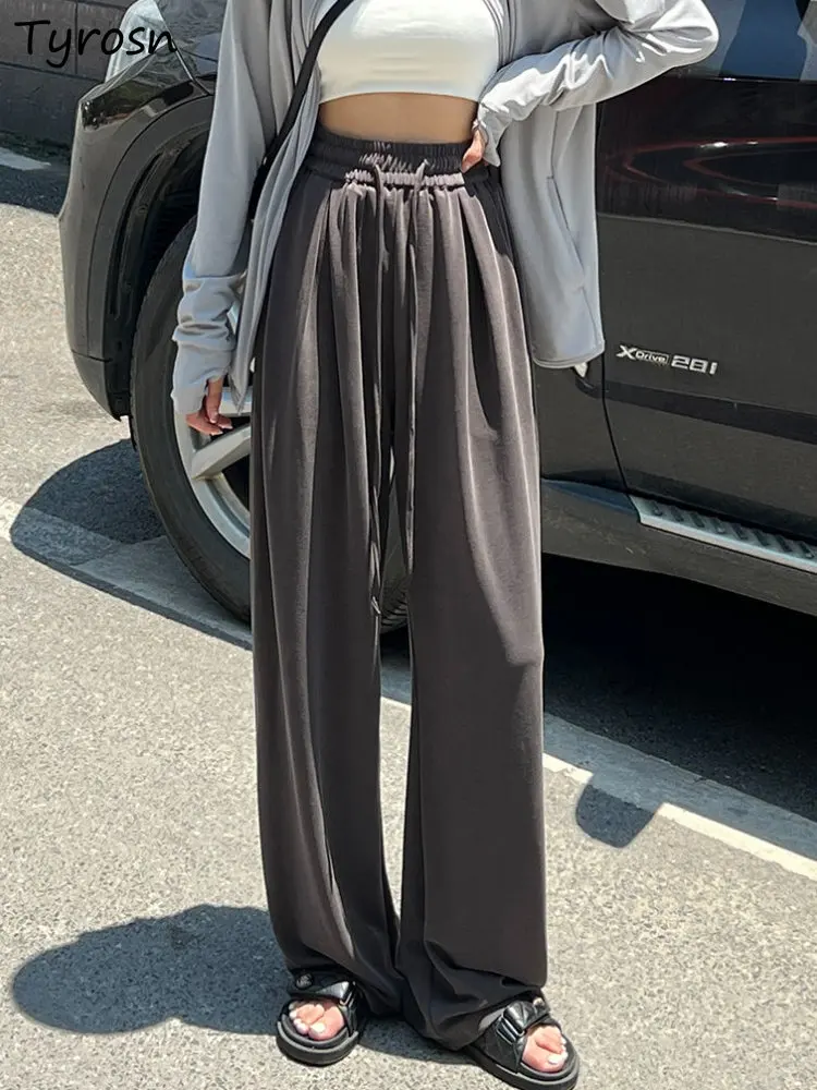 

Pants Women Minimalist Pure Loose Summer Breathable Casual Retro Streetwear Sporty Basic Popular Korean Style Trousers All-match
