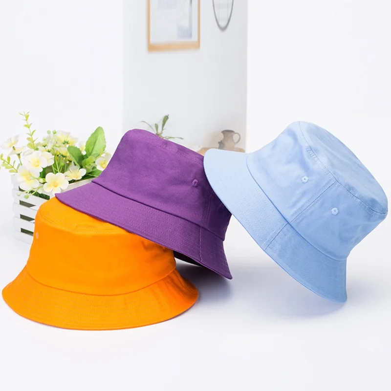 Mulit-colors plain cotton fisherman hats Outdoor women's sun protection cycling hats Men fishing hiking Buckets hat