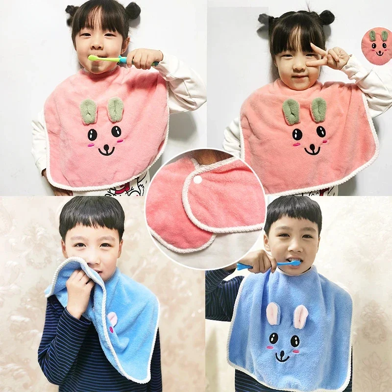 Cartoon Rabbit Baby Kids Bibs for Children Washing Face Towel Salive Towel Boys Girls Learning Brushing Teeth Towel Burp Cloths