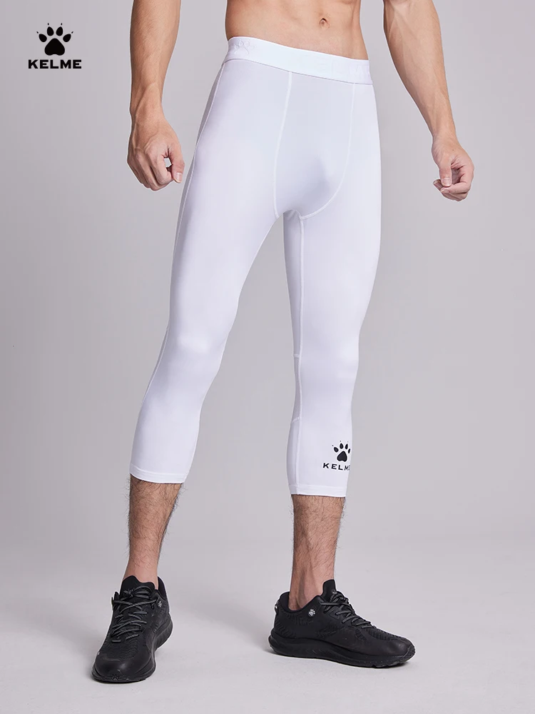 Kelme Sports Running Fitness Pants Men's Quick Dry Breathable High Elastic Basketball Thin Tights Summer Outdoor Football Capris