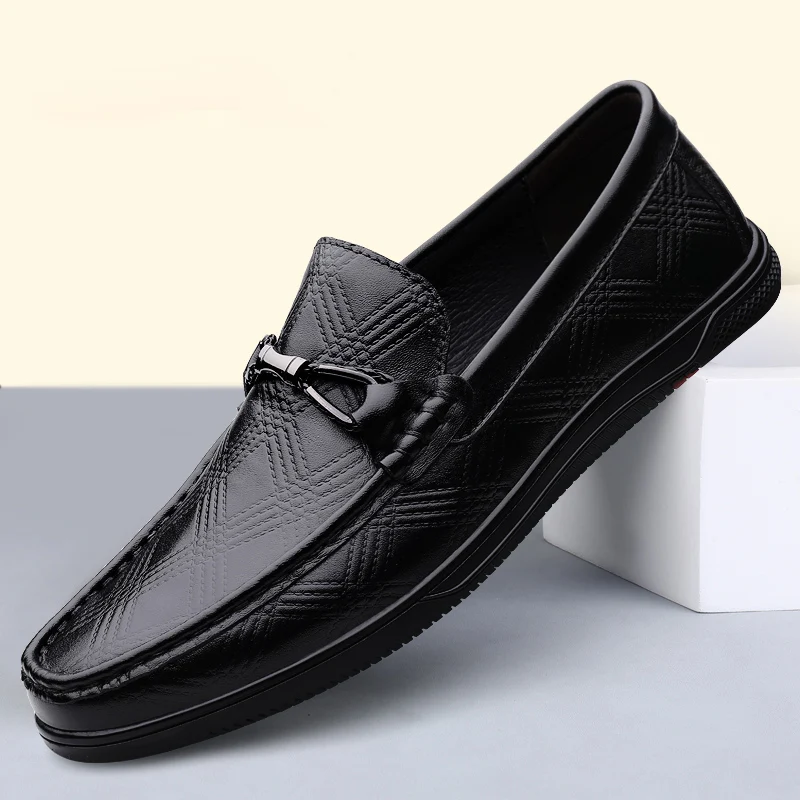 

Genuine Leather Business Formal Shoes Designer Men Loafers Slip On Luxury Brand Casual Shoes Italian Mens Driving Shoes Moccasin