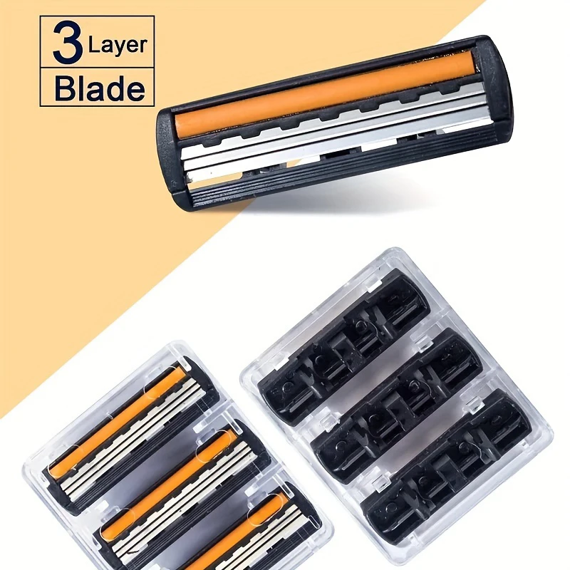 3-Layers Stainless Steel Blade Men Women Manual Safety Razor Hair Removal Shaving Replaceable Shaver Head_voghion.com