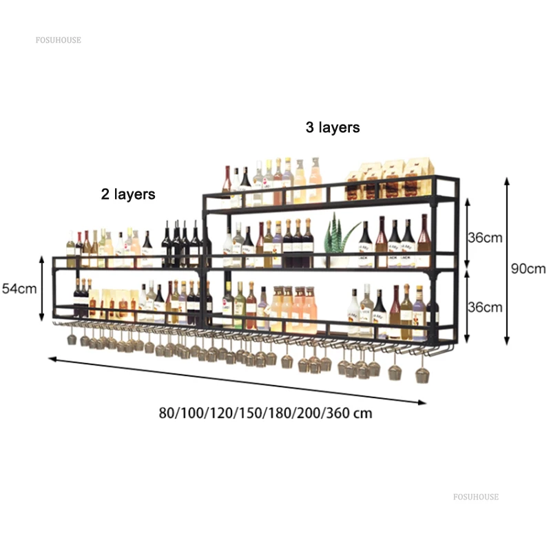 Nordic Wrought Iron Wine Rack Bar Wall Hanging Display Cabinet Minimalist Creative Home Background Wall Decoration Wine Cabinets