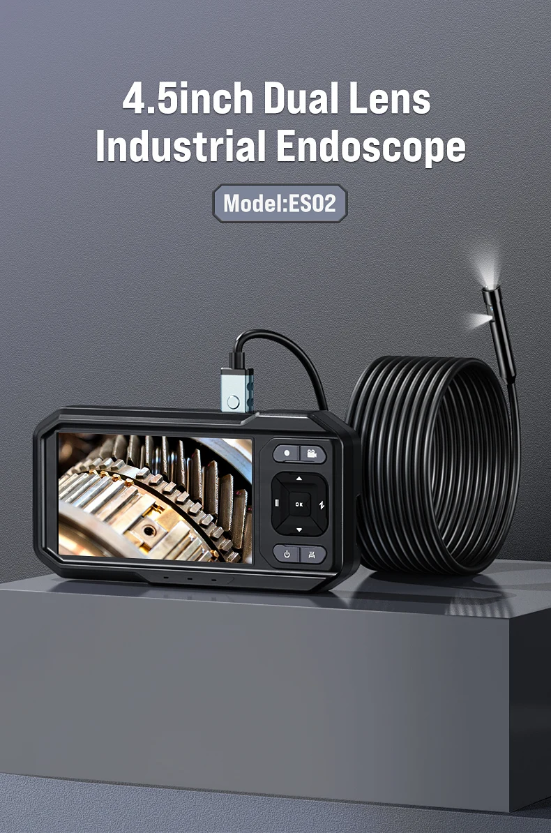 4.5'' IPS Endoscope Camera 1080P Dual Lens Inspection Borescope for Pipe Car Rep