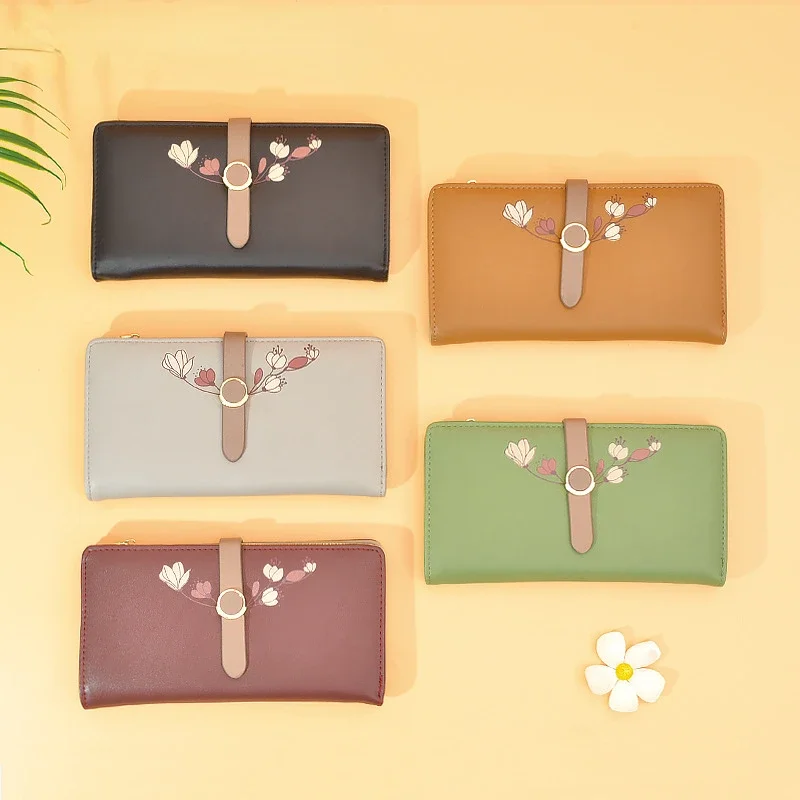 

New Women's Wallet Long Female Korean Version of Student Fashion Zipper Buckle Card Slot Soft Wallet Card Bag