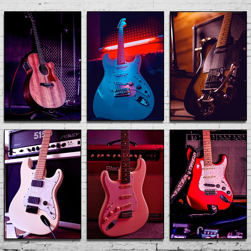 빈티지 락 일렉트릭 기타 포스터, 캔버스 프린트 포스터, 거실용 벽 아트 장식, 홈샵 아트 벽 장식 