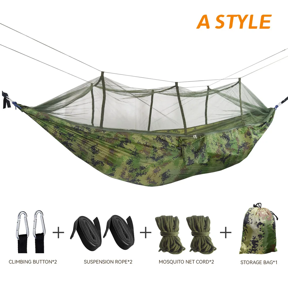 

Automatic Quick-opening Mosquito Net Hammock Outdoor Camping Anti Rollover Brace Sunshade Hammock Exterior Garden Hammocks