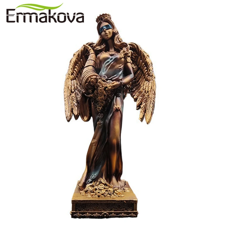 ERMAKOVA 2024 New Lucky Wealth Fortune Destiny Goddesses Mythic With Wings Angel Greek Figurine Sculpture Office Gift Home Decor