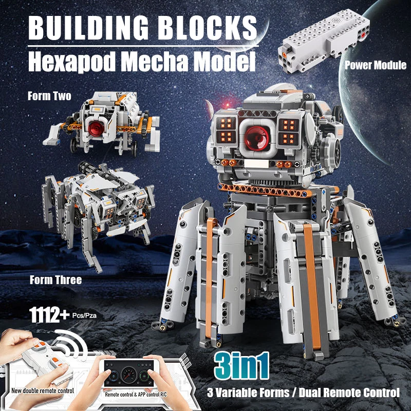 City Technical 3 In 1 Forme Variabili Robot Building Blocks Doppio Telecomando Hexapod Mecha Model Bricks Toys For Kids Gifts